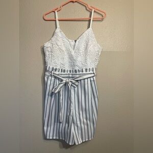 White Lace Top with Strips jumpsuit romper XL